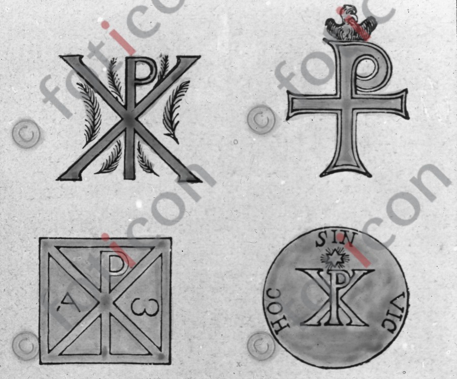 Christusmonogramm | Christmonogram - Foto simon-107-052-sw.jpg | foticon.de - Bilddatenbank für Motive aus Geschichte und Kultur